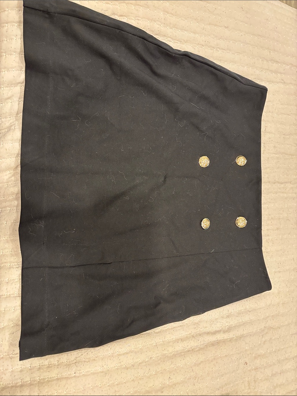 LOFT Black Mini Skirt with Gold Button Detail